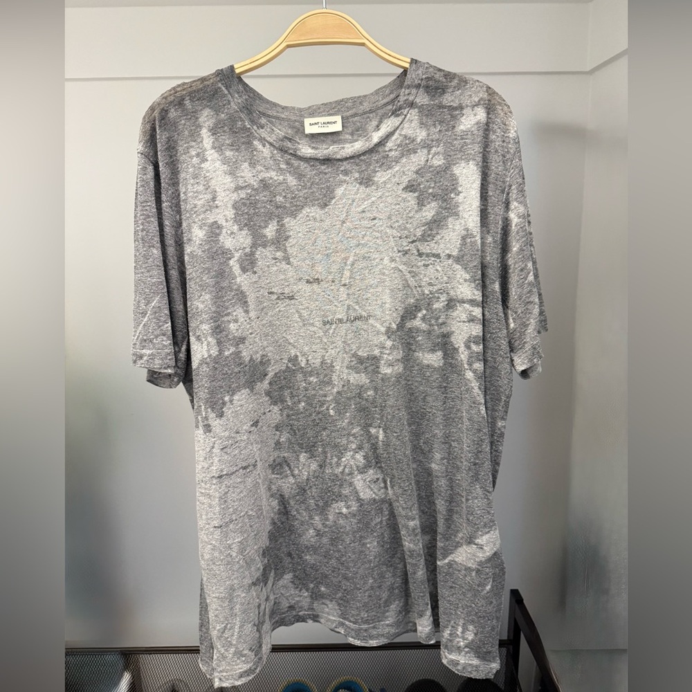 Saint Laurent Rive Gauche Devore Gray T-Shirt